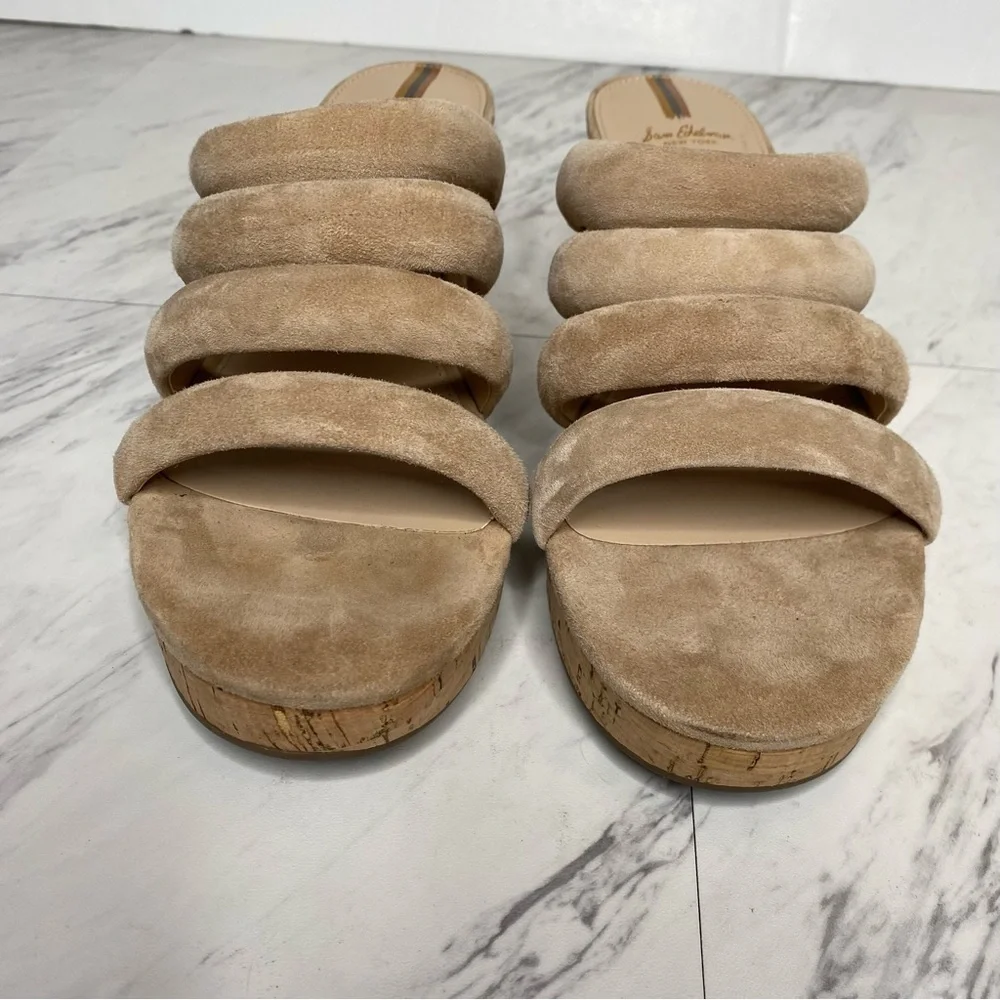Sam Edelman Yuki Tan Suede Cork Wedge Heel Sandal 8 1/2 M